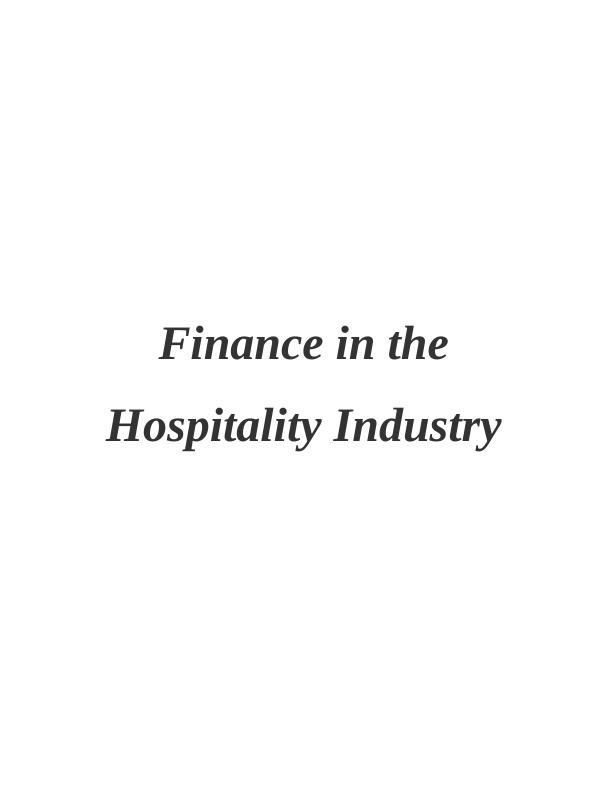 Finance in the Hospitality Industry_1