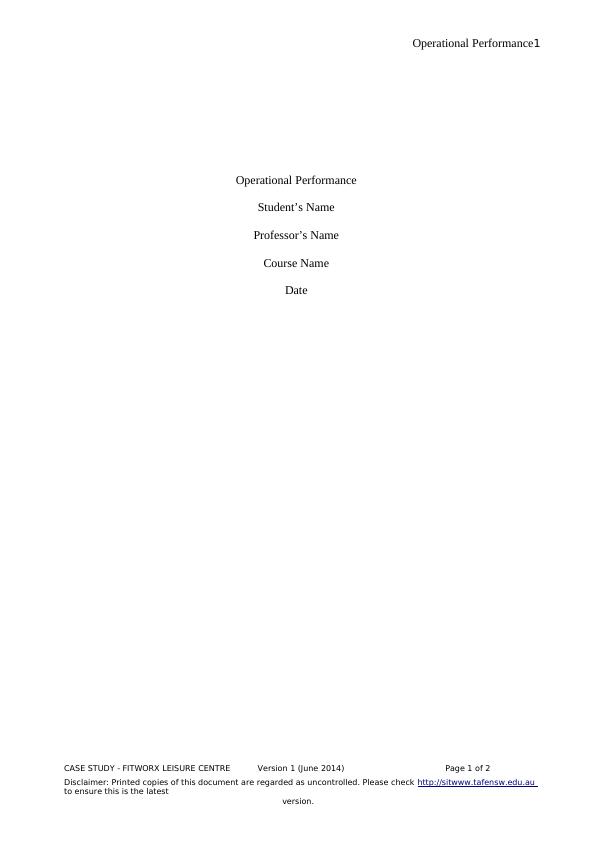 Business Performance Assignment Sample_1