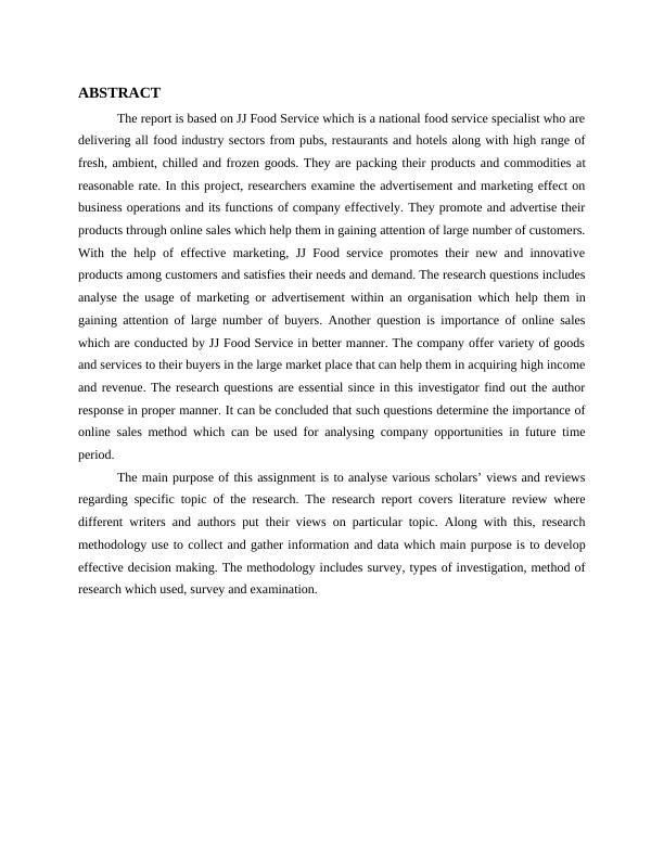 Research Project ABSTRACT: Advertising and Marketing Effect on Business Operations of JJ Food Service_2