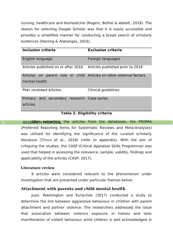Parental role in child mental health: A search strategy and literature review_6