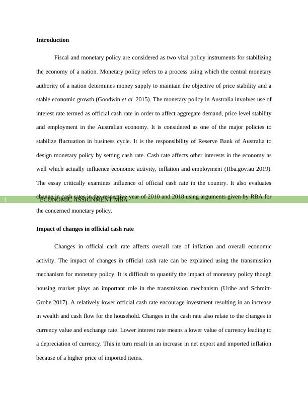 Monetary Policy in Australia: A Critical Analysis of the Official Cash Rate_2