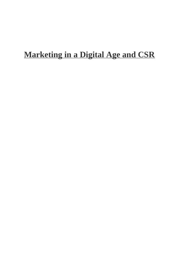 Marketing in a Digital Age and CSR_1