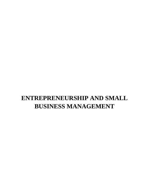 Entrepreneurship & Small Business Management Assignment_1