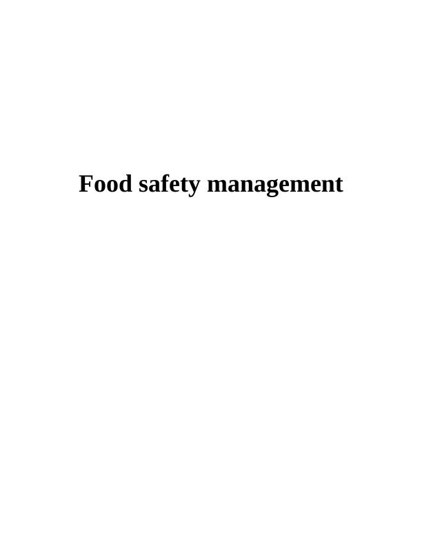 Analysis of Food Safety Management_1