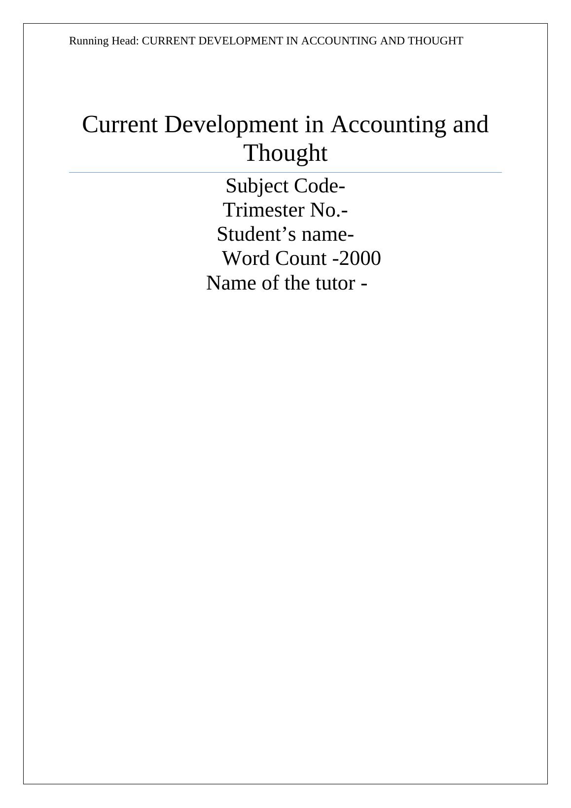 Current Development in Accounting - ACC518_1