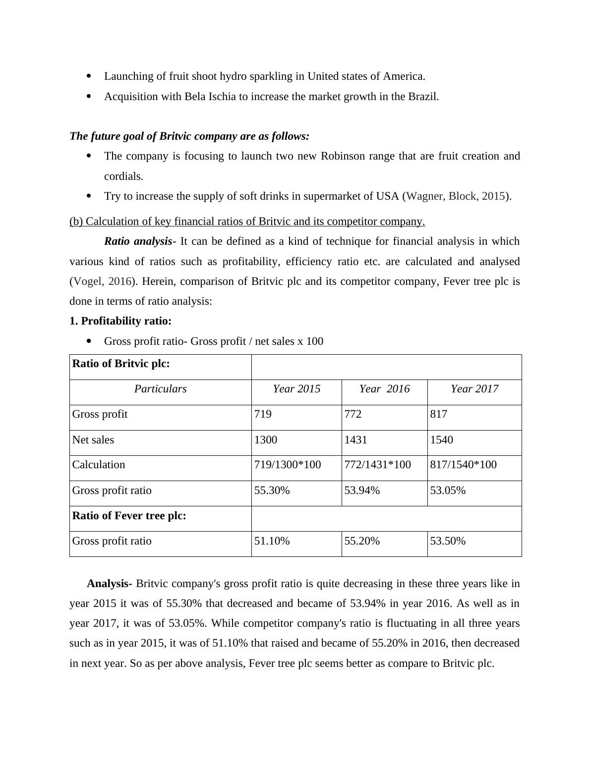 Financial Analysis Assignment : Britvic Company