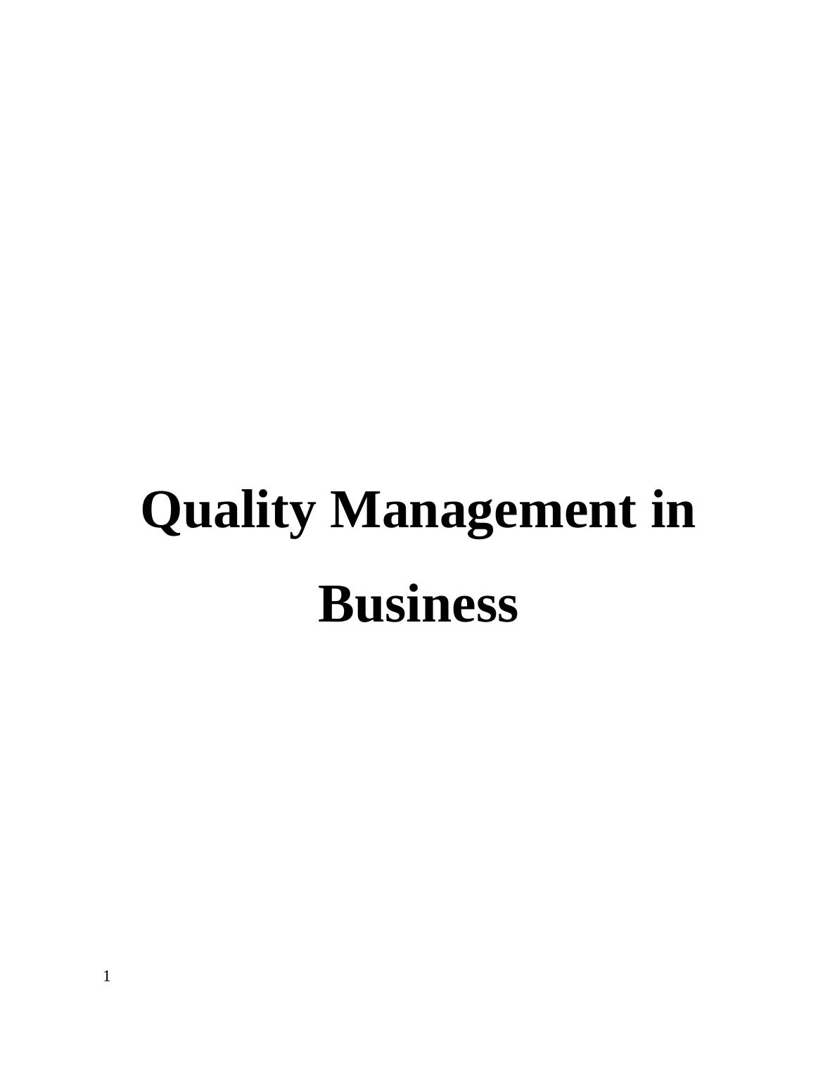 Report on Aspect of Quality Management within the Hotel Industry_1