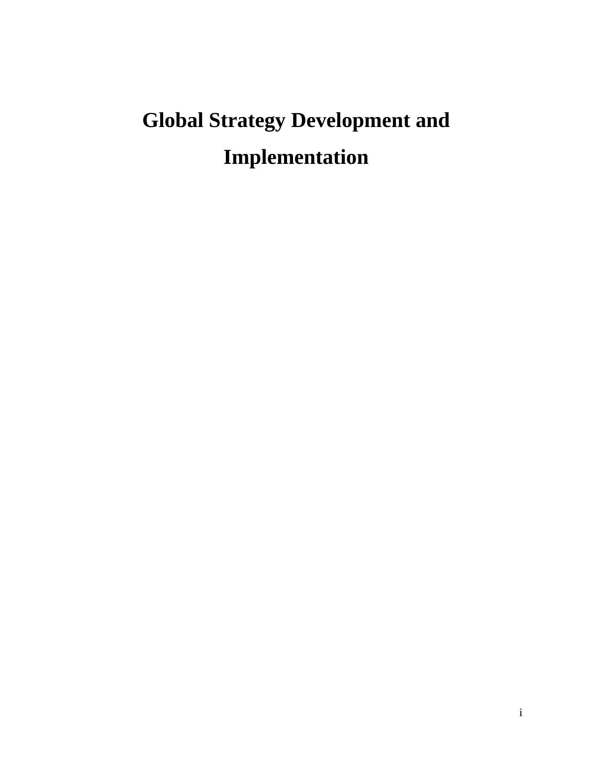 Global Strategy Development And Implementation Assignment 2022