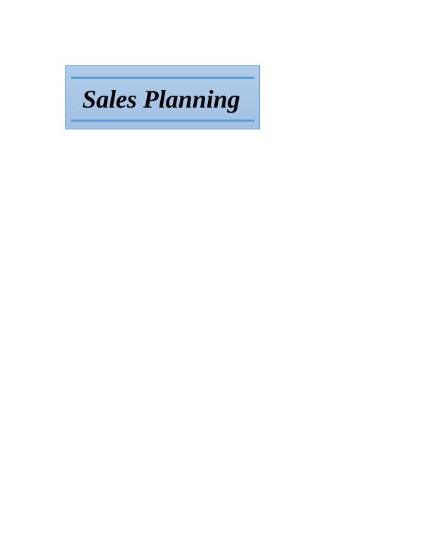 Sales Planning and Operations TABLE OF CONTENTS_1