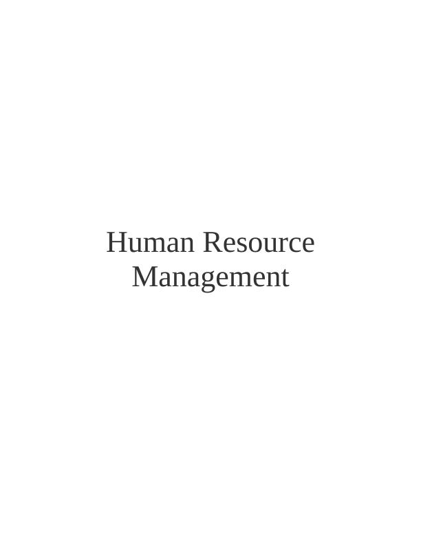 Human Resource Management - Morrisons Assignment