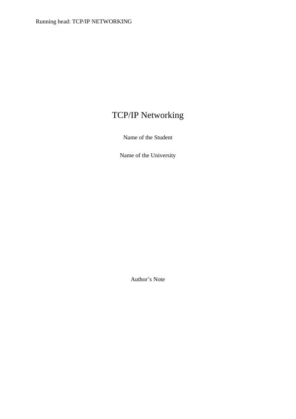 TCP/IP Networking | Assignment_1