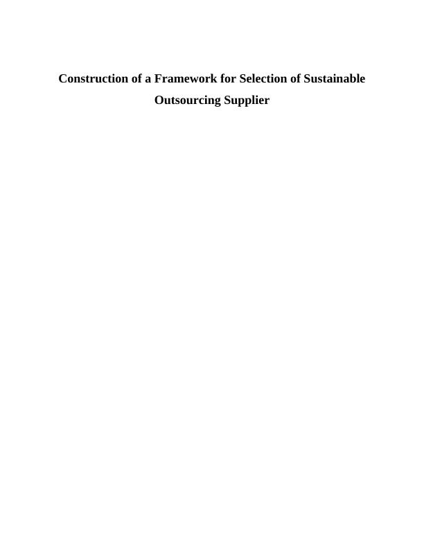 Framework for Selection of Sustainable Outsourcing Supplier_1