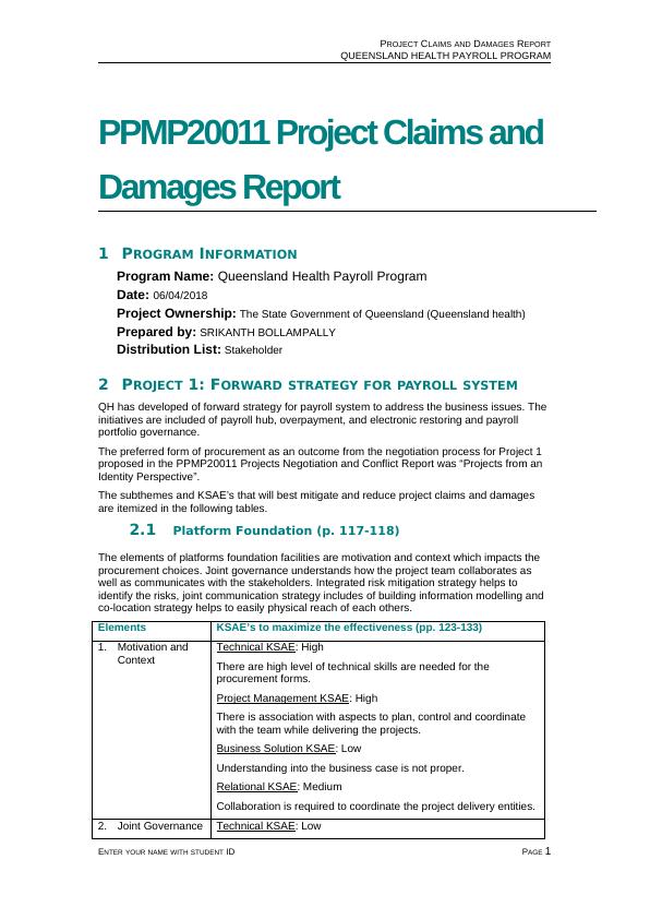 PPMP20011 : Project Claims and Damages Report_1