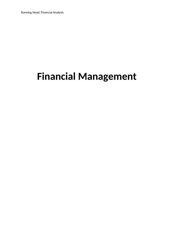Financial Analysis Assignment | Financial Management_1