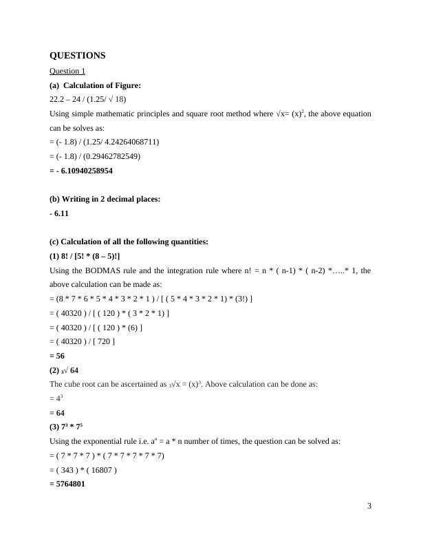 Mathematics Questions - Desklib