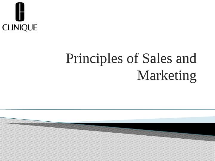 Principles Of Sales And Marketing Desklib