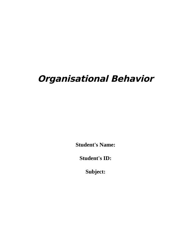 Organisational  Behavior  Assignment 2022_1