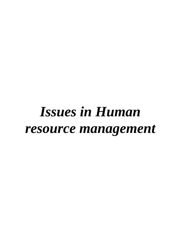 Issues in Human Resource Management