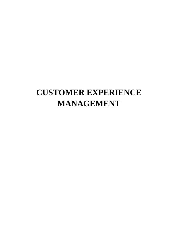 customer service experience assignment