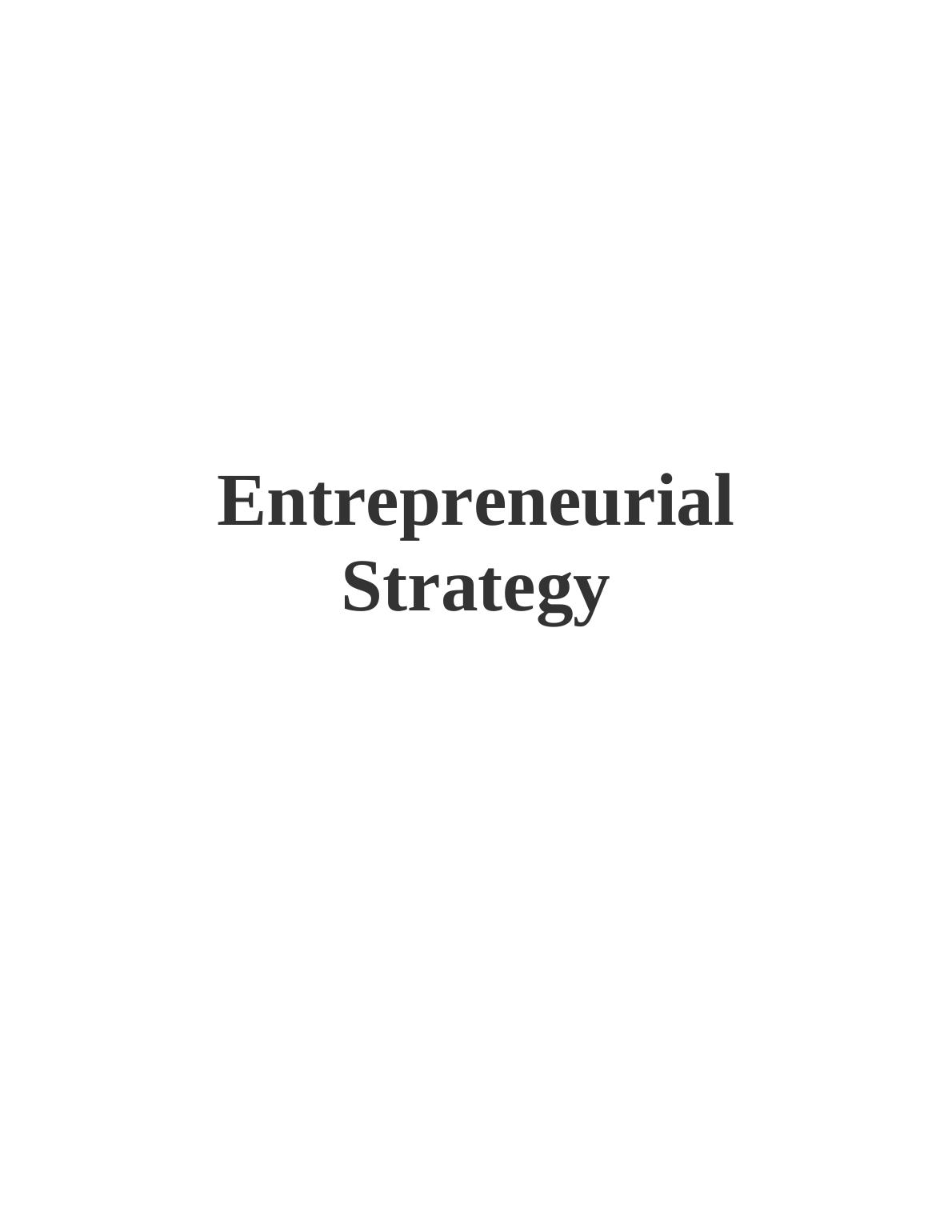 Entrepreneurial Strategy - The Little One Coffee Shop_1