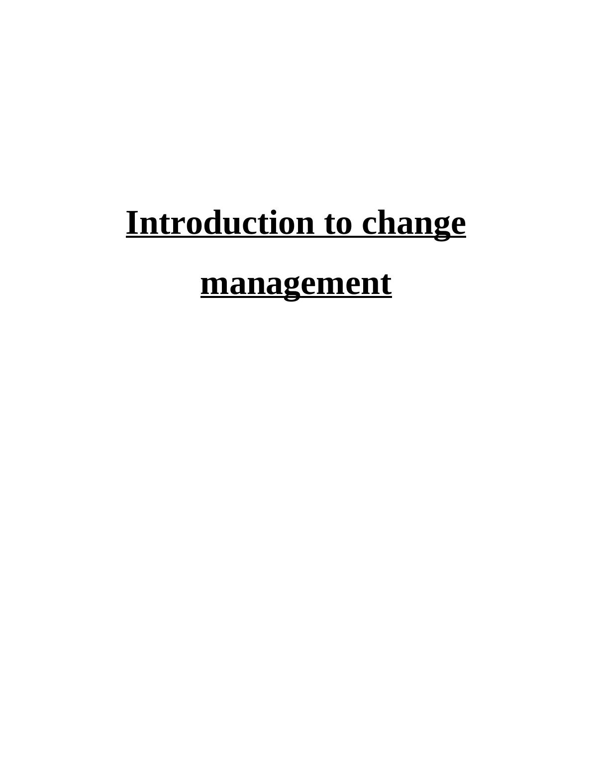 introduction for change management assignment