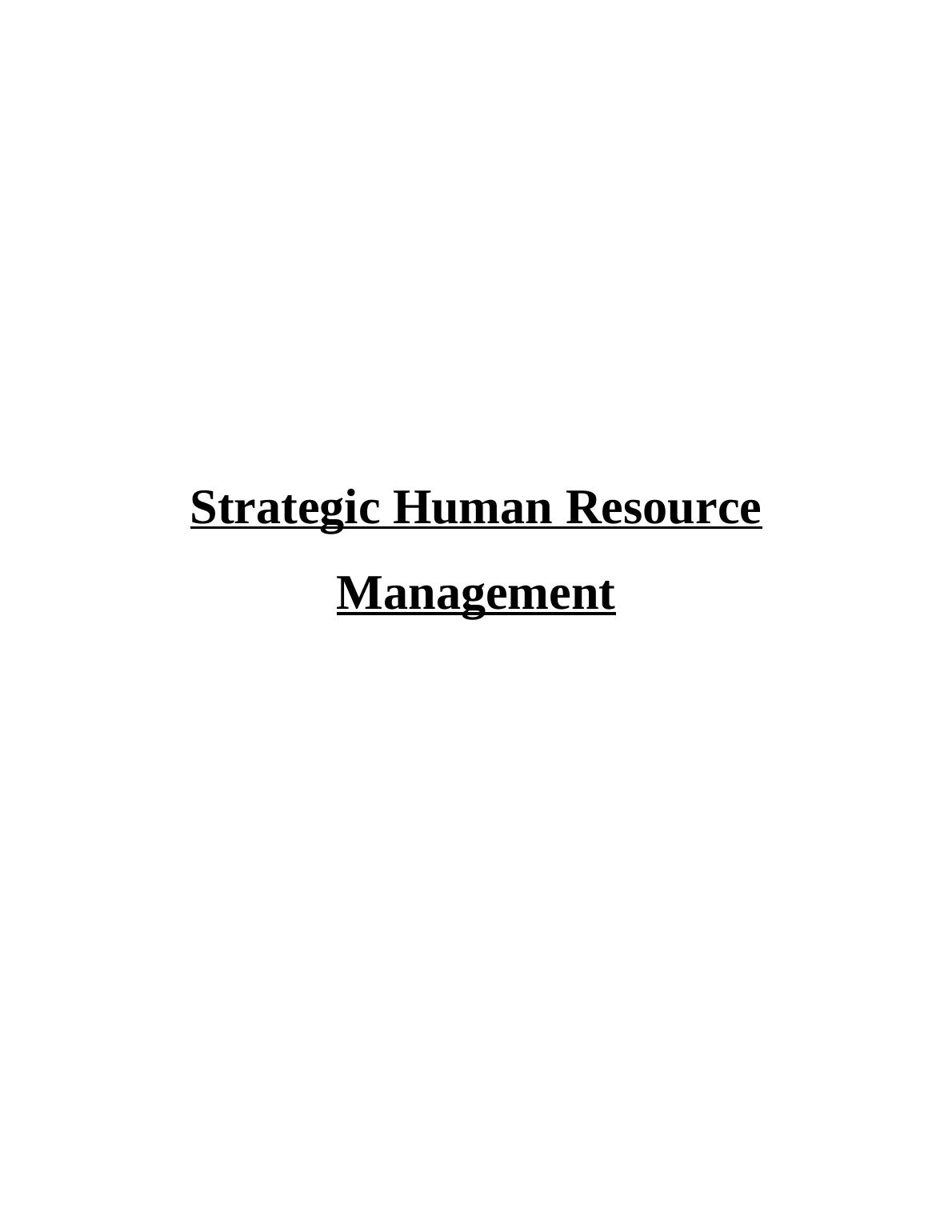 Strategic Human Resource Management Assignment Aldi