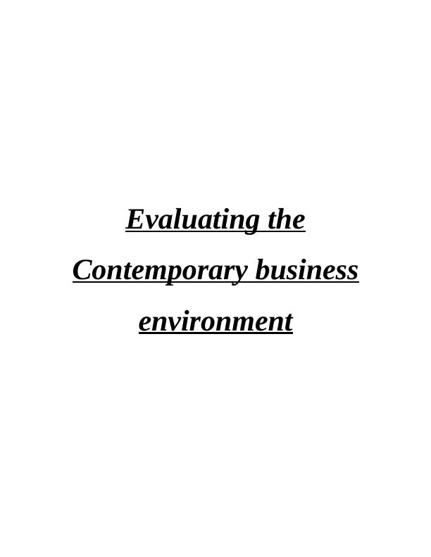 contemporary business environment assignment