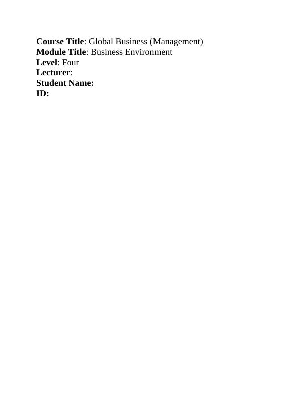 Global Business Management - Assignment Sample_1
