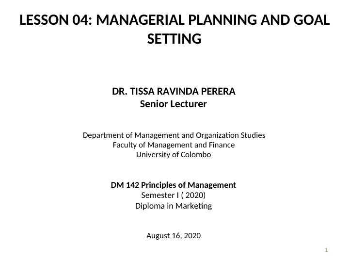 Managerial Planning and Goal Setting - Desklib_1