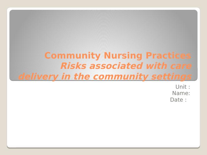 community health nursing assignment topics