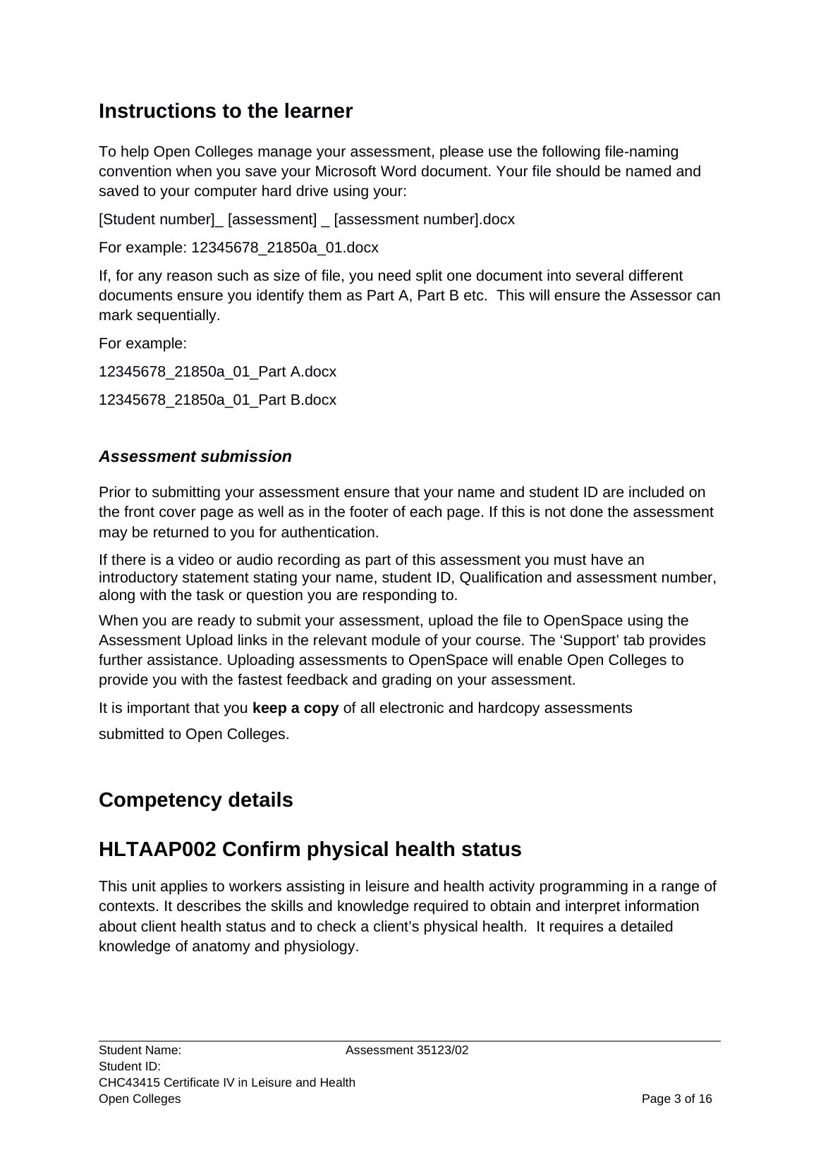 Hltaap002 Confirm Physical Health Status Assessment - Desklib