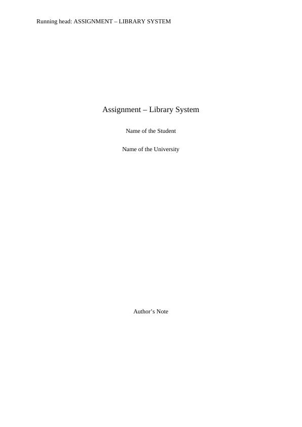Library System - Assignment Sample_1