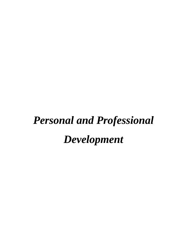 (PPD)  Personal and Professional Development Assignment_1