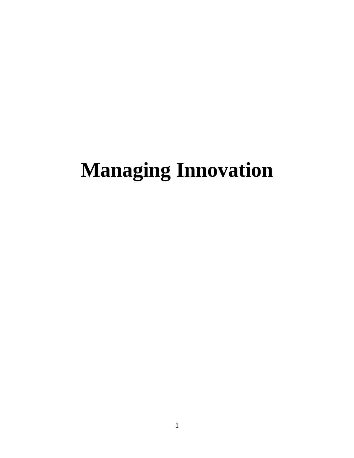 Managing Innovation in Business: Strategies and Theories_1