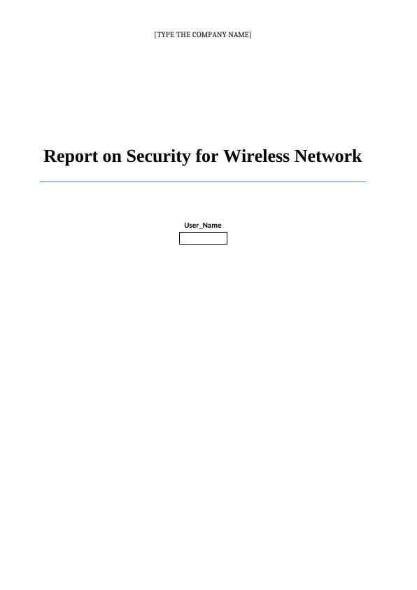 Report on Security for Wireless Network_1