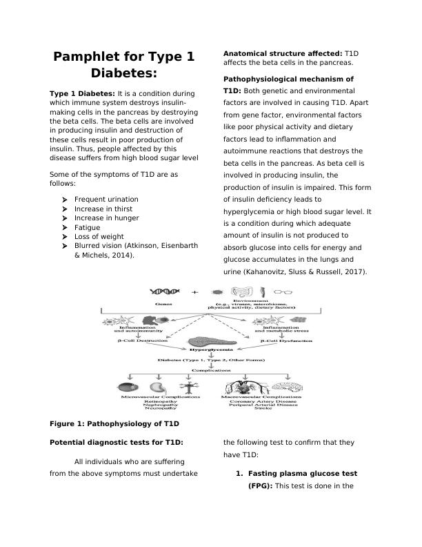 Pamphlet for Type 1 Diabetes | Assignment_2
