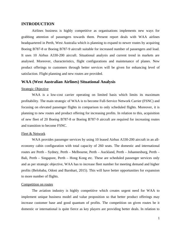 Situational Analysis Assignment - WAA airlines_3