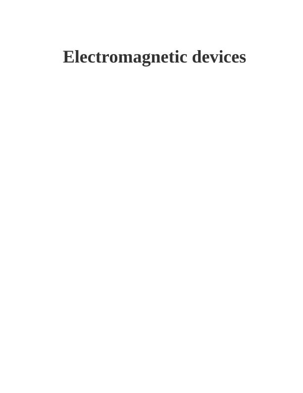 Electromagnetic Devices | Assignment_1