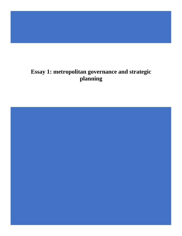 Strategic urban planning and governance in Australia_1