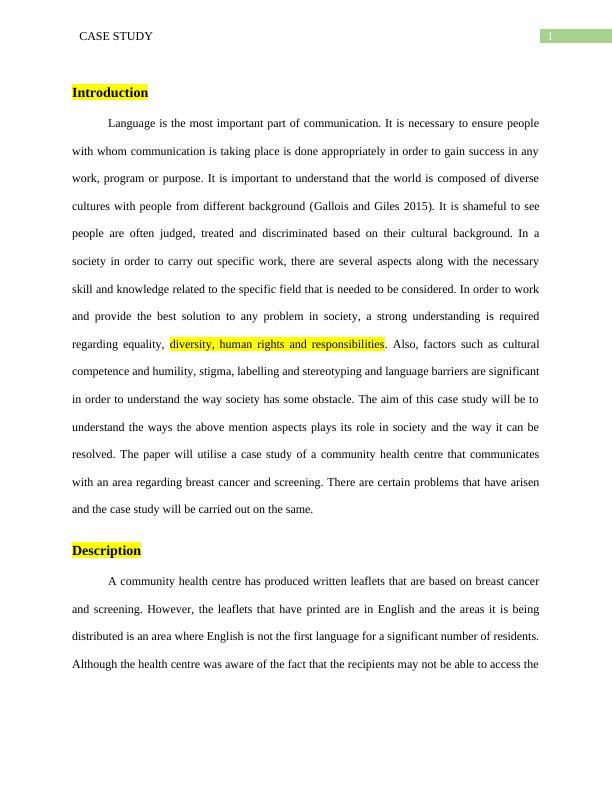 CASE STUDY Name of the university: Author note: CASE STUDY Name of the student: The University: Author note: CASE STUDY Introduction Language and Culture_2