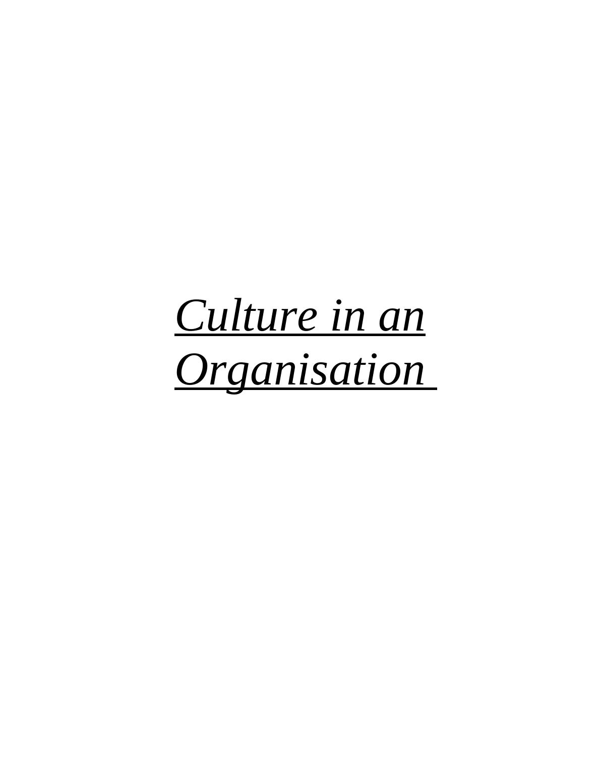 organizational culture assignment