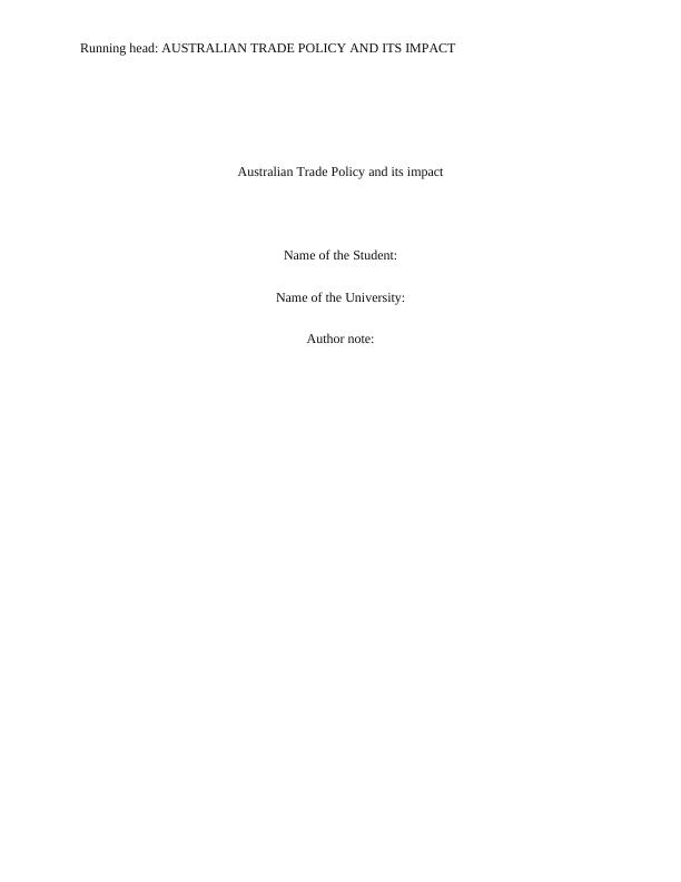 Essay on Impacts of Australian Trade Policies_1