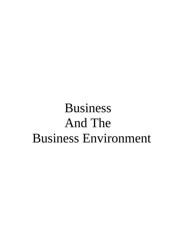 Business & the Business Environment Assignment - Sainsbury_1