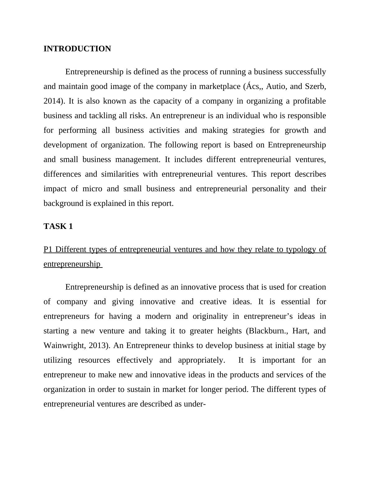 (PDF) Entrepreneurship and Small Business Management Project | Assignment_3