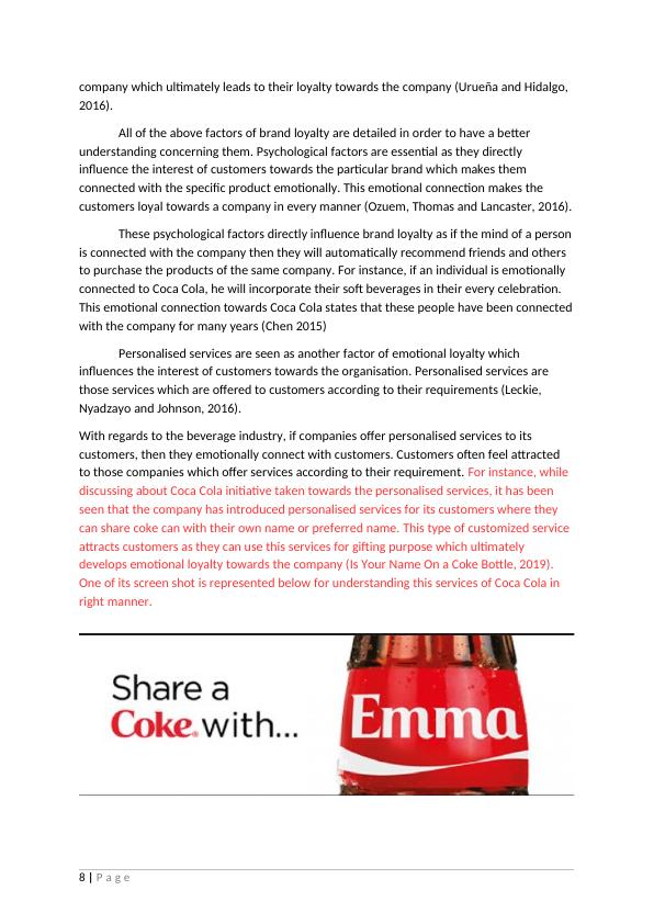 Brand loyalty and emotional loyalty: A comparative study between Coca Cola and Pepsi Co_8
