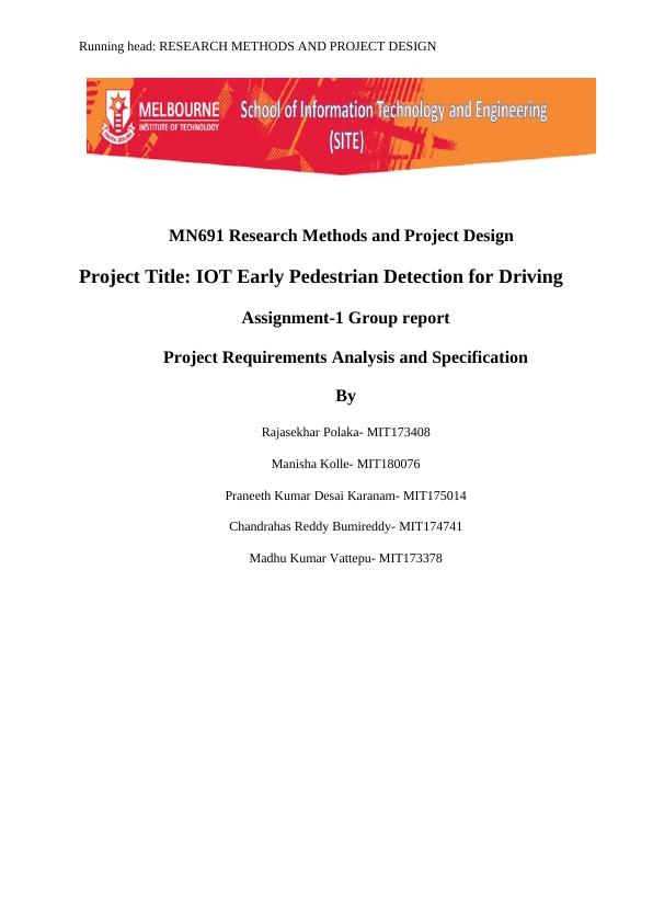 IOT Early Pedestrian Detection for Driving - Project Requirements Analysis and Specification_1