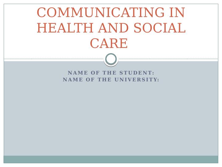 Communication in Health and social care  Assignment_1