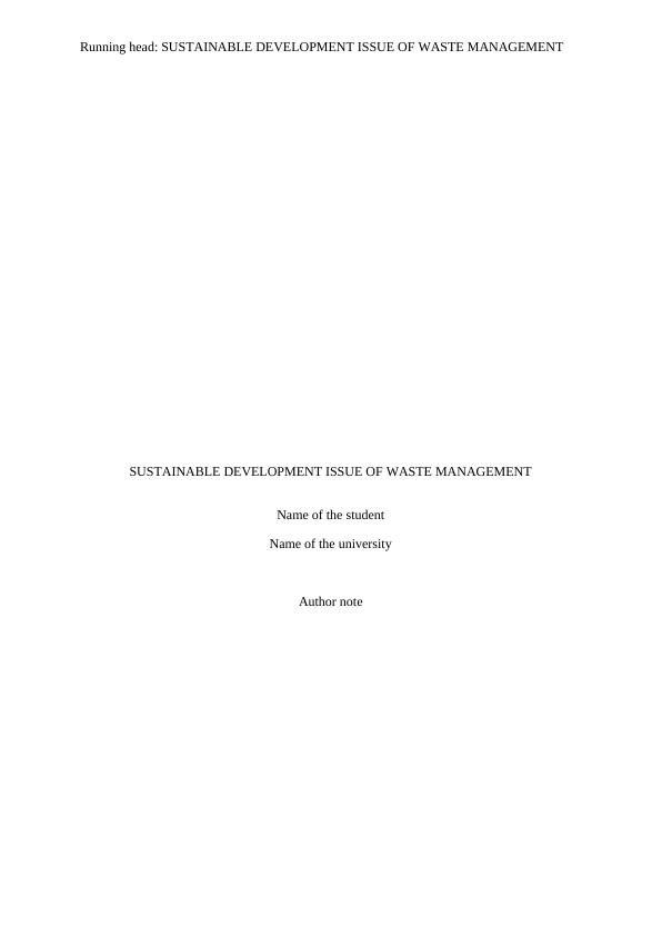 Sustainable Development Issue of Waste Management_1