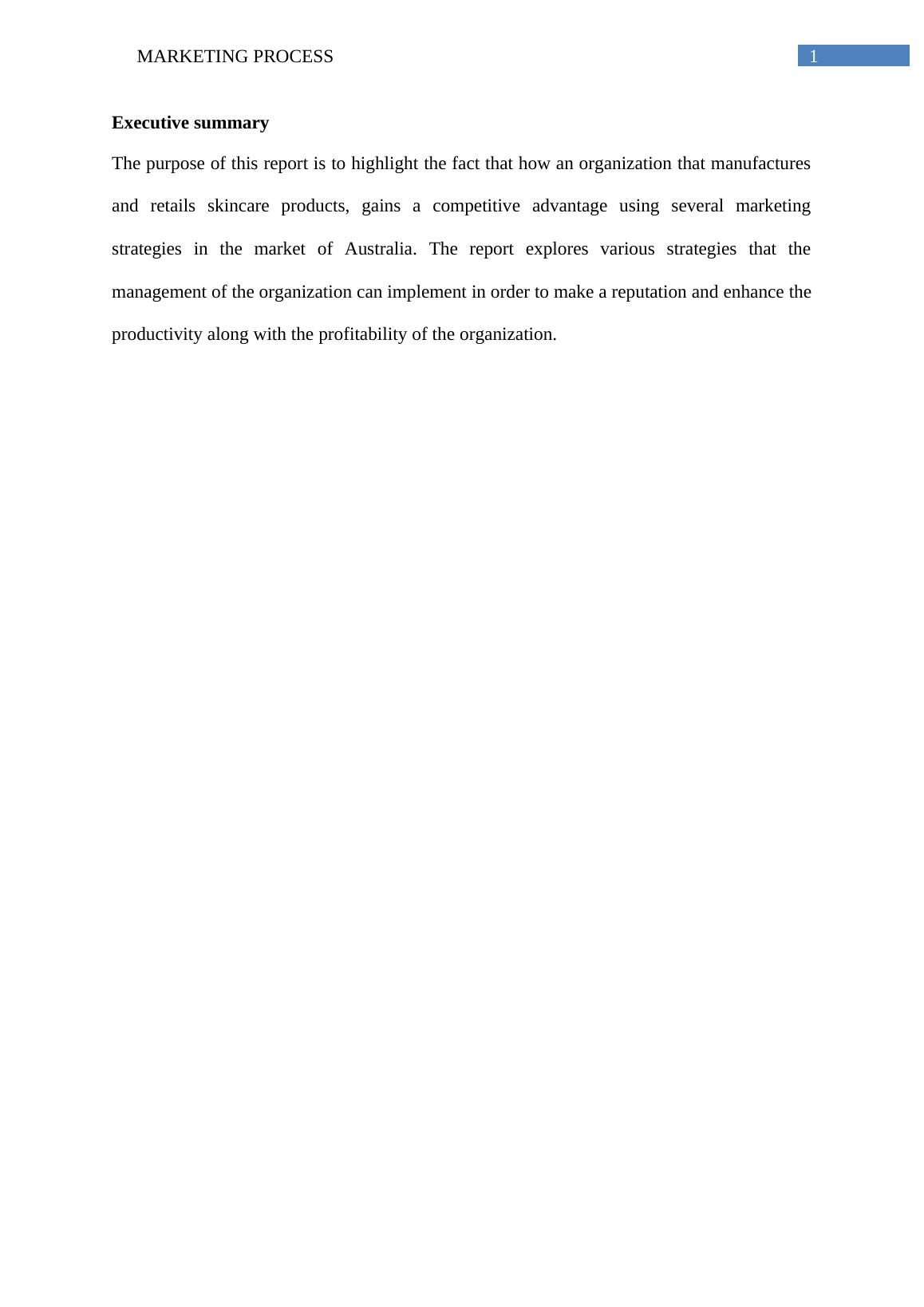 MARKETING PROCESS 2 MARKETNG PROCESS Marketing Process Name of the University Author Note_2