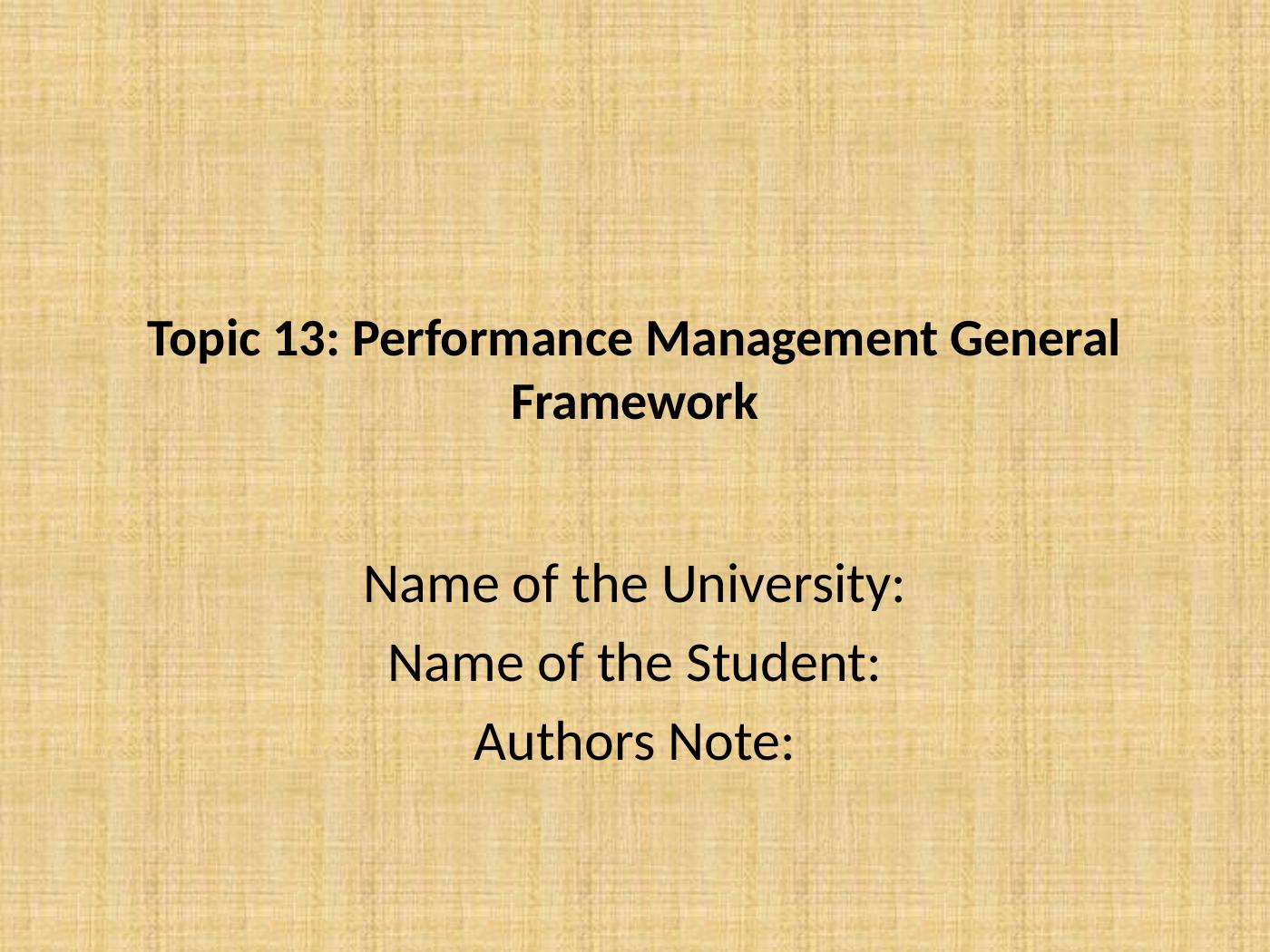 Performance Management General Framework_1
